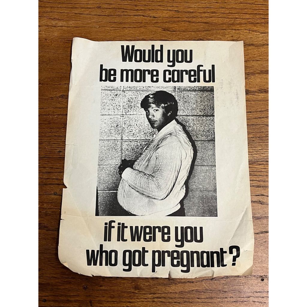 Vintage 70s Propaganda Poster Contraception Pregnant Man Family Planning