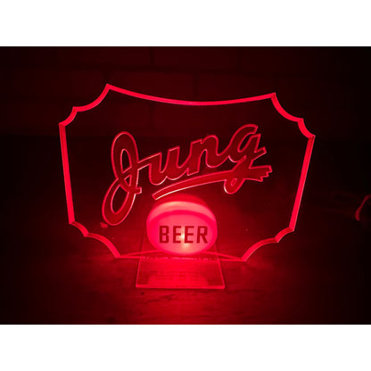 RARE Vintage 1930s Jung Beer Lighted Acrylic Advertising Bar Sign Random Lake Wisconsin