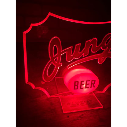 RARE Vintage 1930s Jung Beer Lighted Acrylic Advertising Bar Sign Random Lake Wisconsin