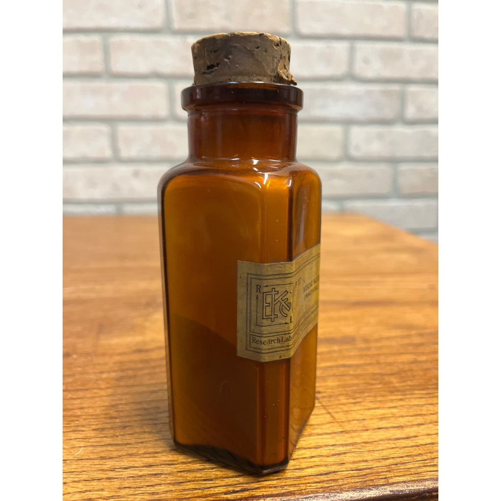 Antique 1900s Mucic Acid Eastman Kodak Apothecary Amber Glass Bottle w/ Label