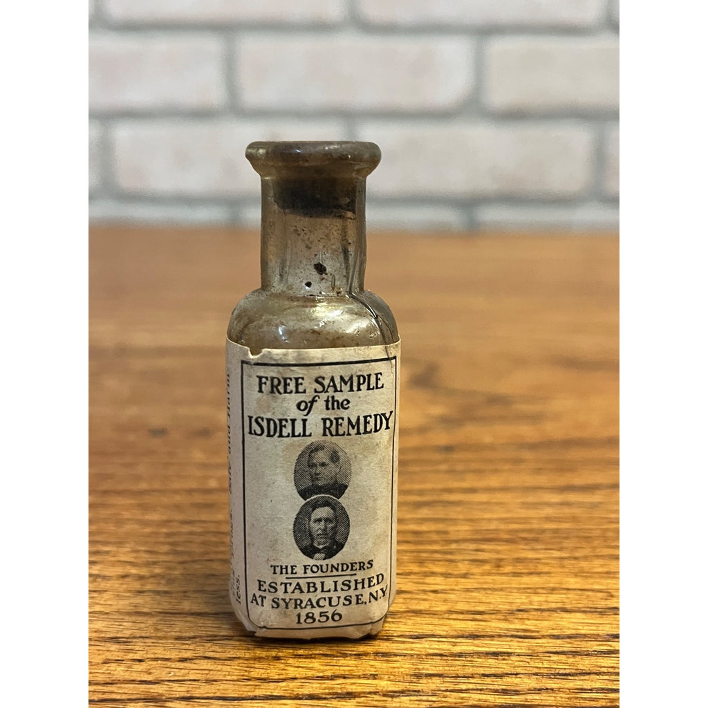 Antique Isdell Remedy Free Sample Medicine Bottle Syracuse NY Original Label c1900