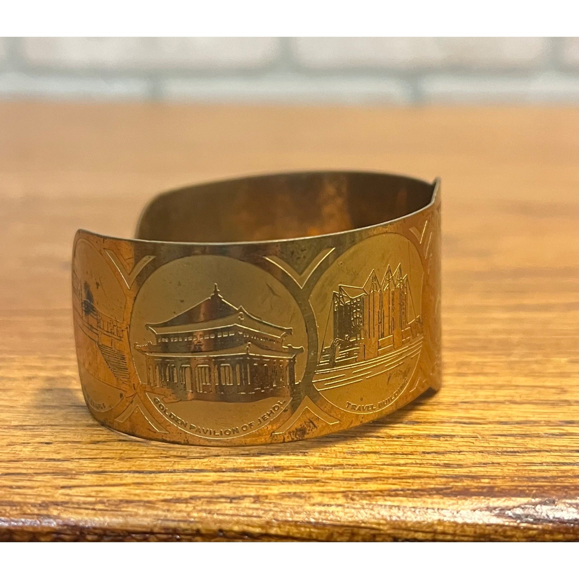 Vintage 1933 Chicago World's Fair Brass Cuff Bracelet Century of Progress