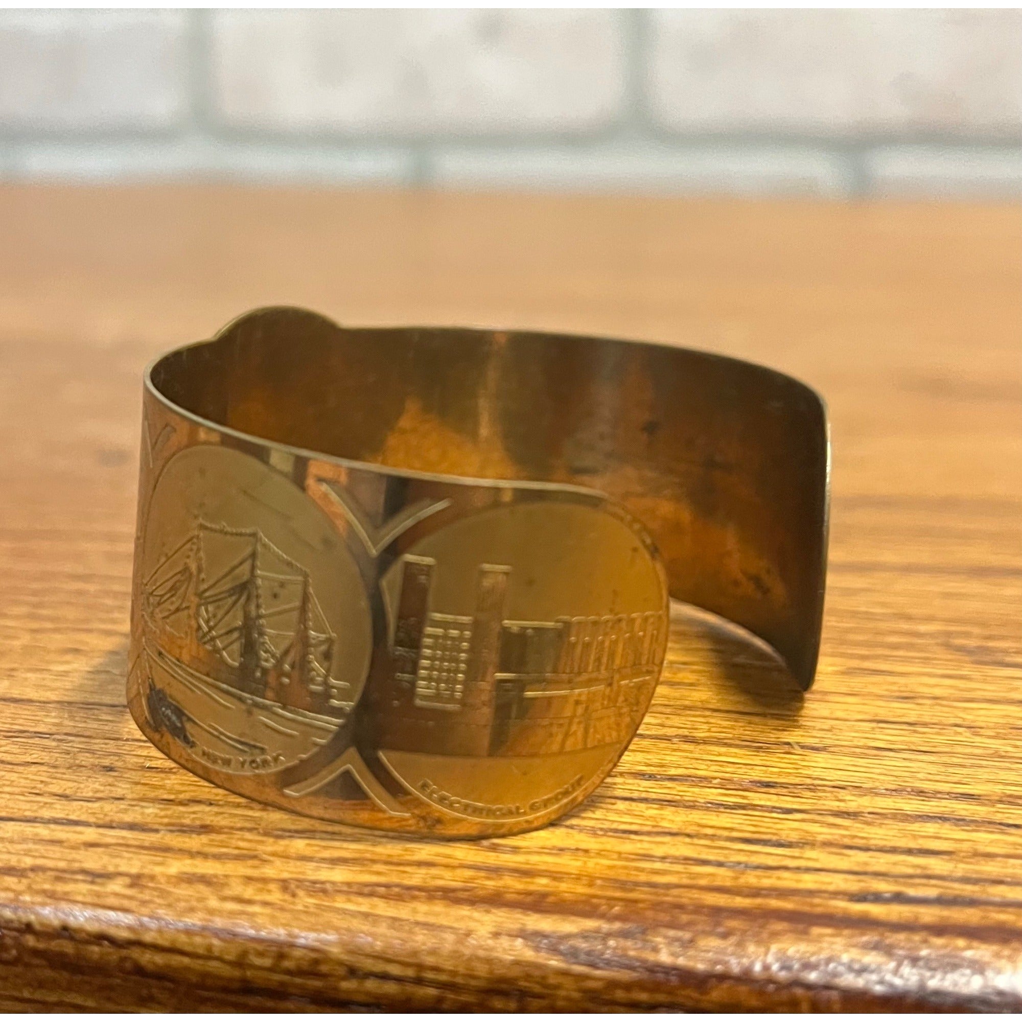 Vintage 1933 Chicago World's Fair Brass Cuff Bracelet Century of Progress