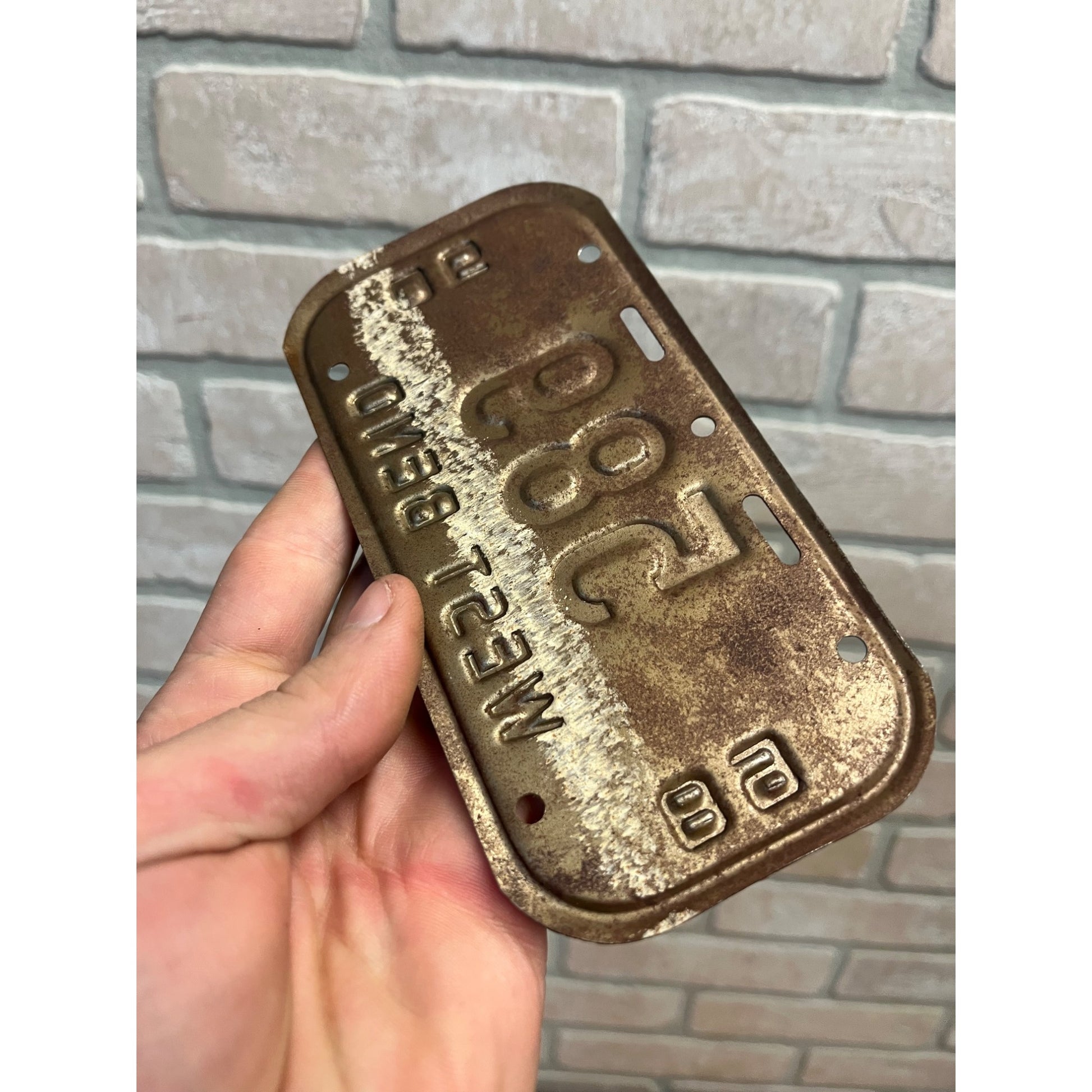 Vintage Wisconsin Bicycle Bike License Plate Embossed West Bend 1989-1990