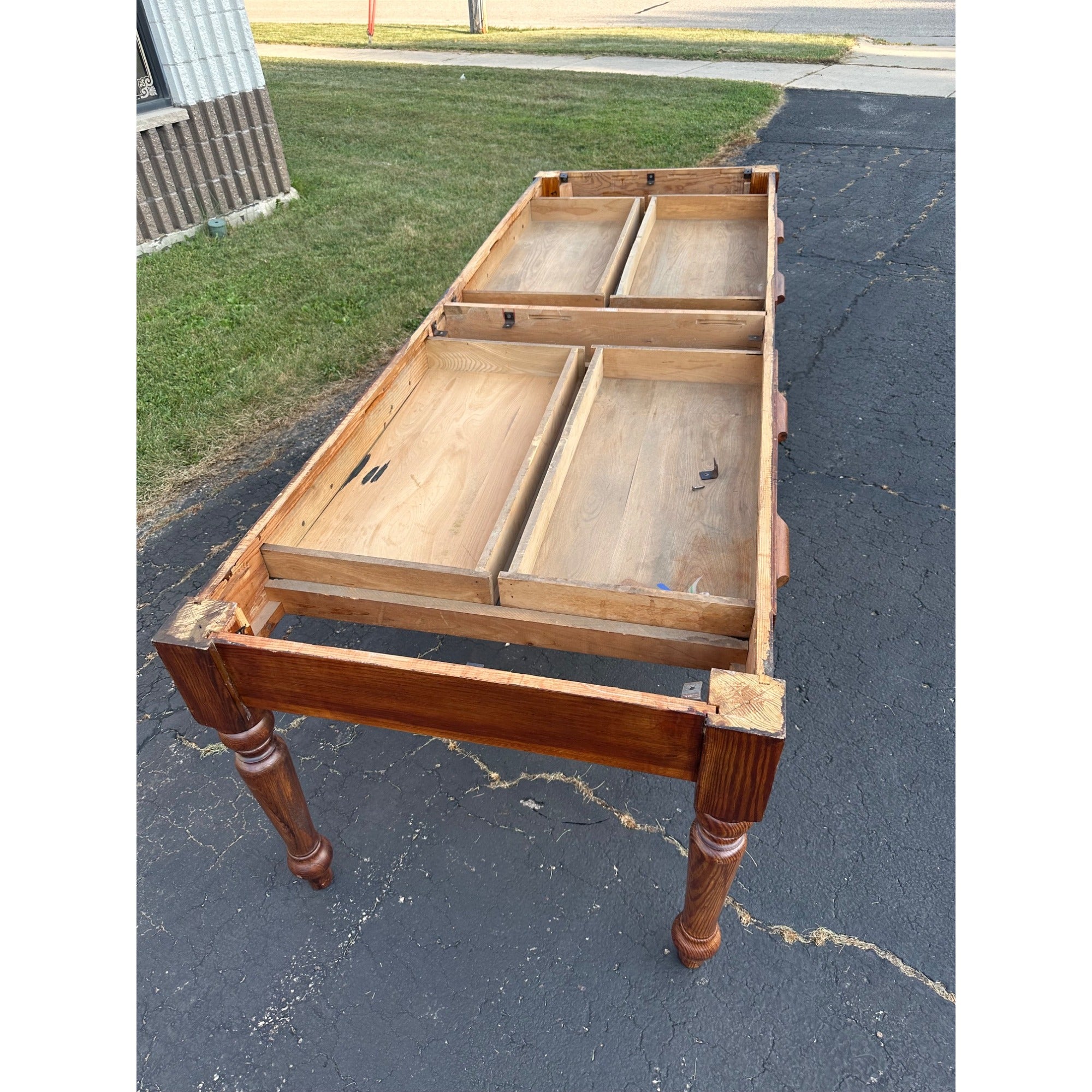 Antique Primitive Style Wooden Farmhouse Table