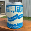 Vintage Frigid Fruits 10 lb. Blue And White Tin Can With Lid Detroit Michigan