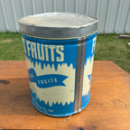 Vintage Frigid Fruits 10 lb. Blue And White Tin Can With Lid Detroit Michigan