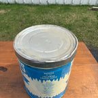 Vintage Frigid Fruits 10 lb. Blue And White Tin Can With Lid Detroit Michigan