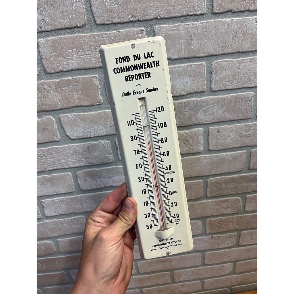 Vintage Fond du Lac Commonwealth Reporters Newspaper Advertising Thermometer