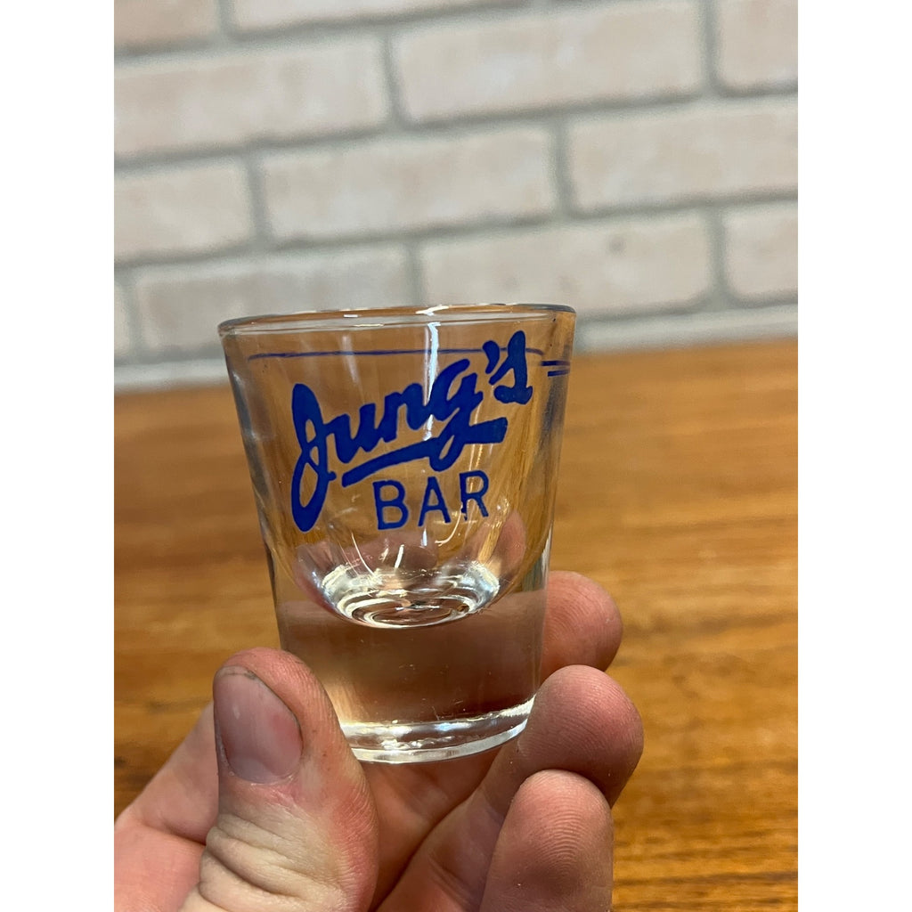 Vintage Jung's Bar West Bend Wisconsin Beer Shot Glass Advertising Wis WI