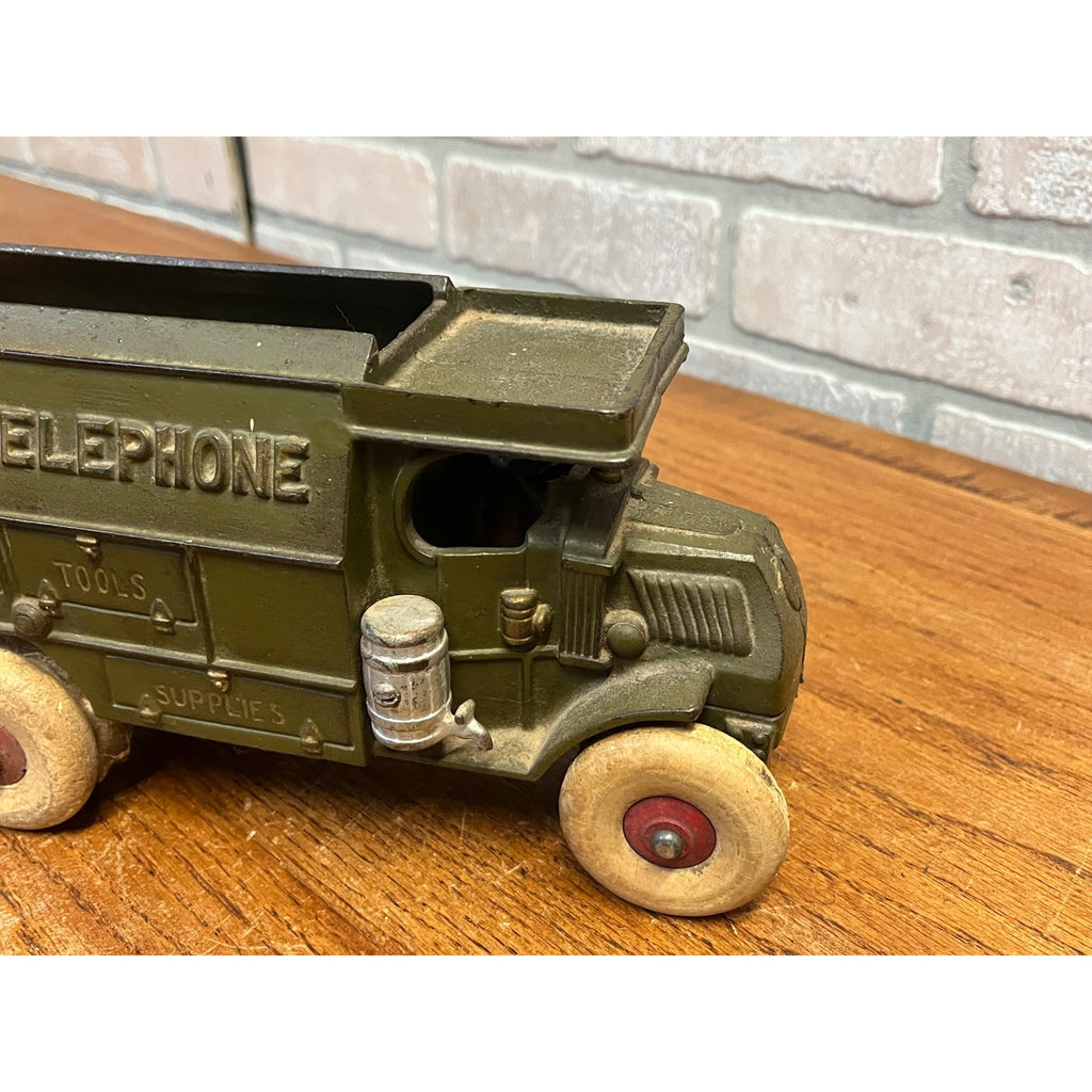 Original 1929 Hubley 10” Mack Bell Telephone Truck w/ Trailer - Superb Example