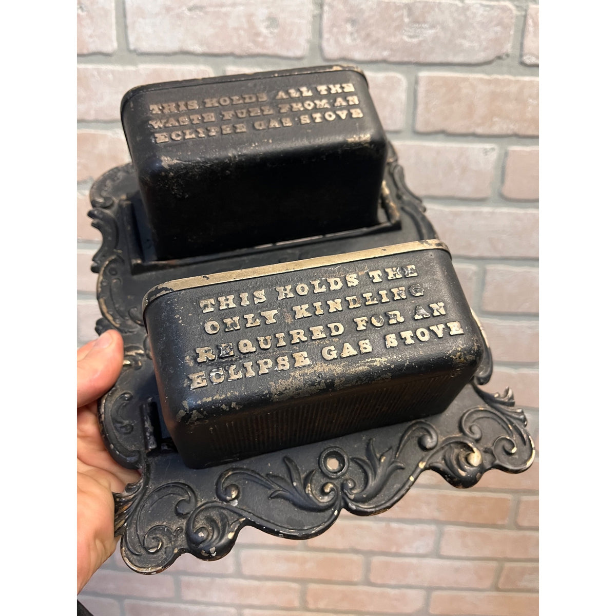 Antique Eclipse Stoves Cast Iron Advertising Wall Pocket Match Holder Striker