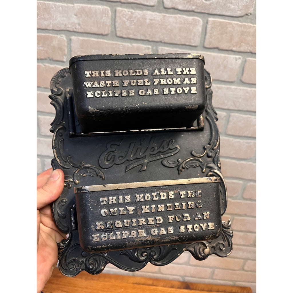 Antique Eclipse Stoves Cast Iron Advertising Wall Pocket Match Holder Striker
