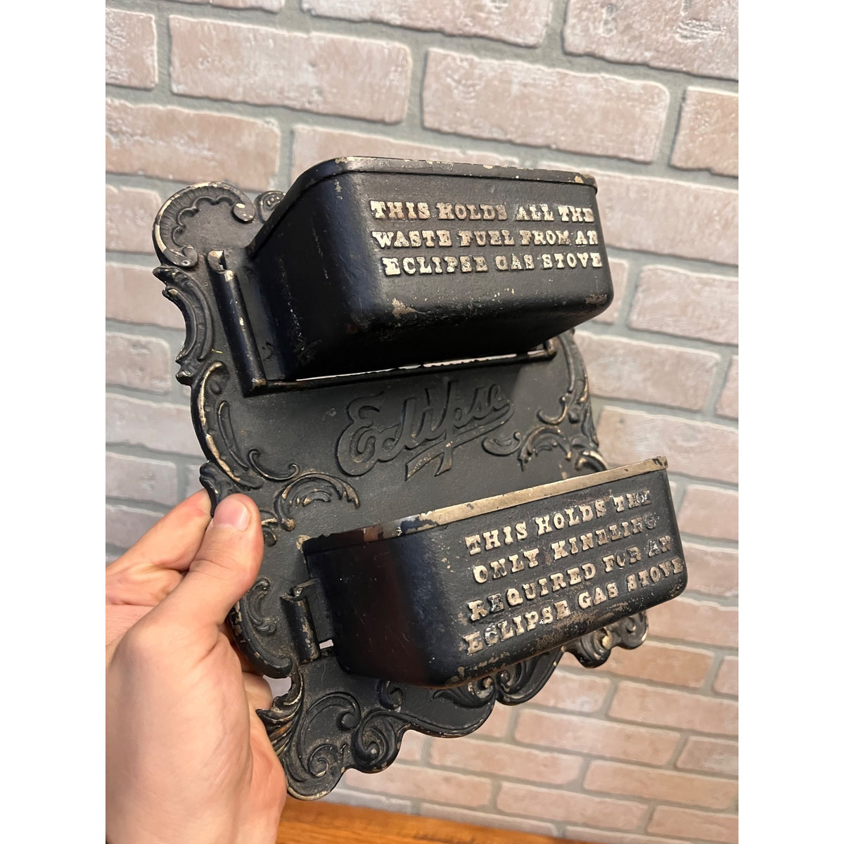 Antique Eclipse Stoves Cast Iron Advertising Wall Pocket Match Holder Striker