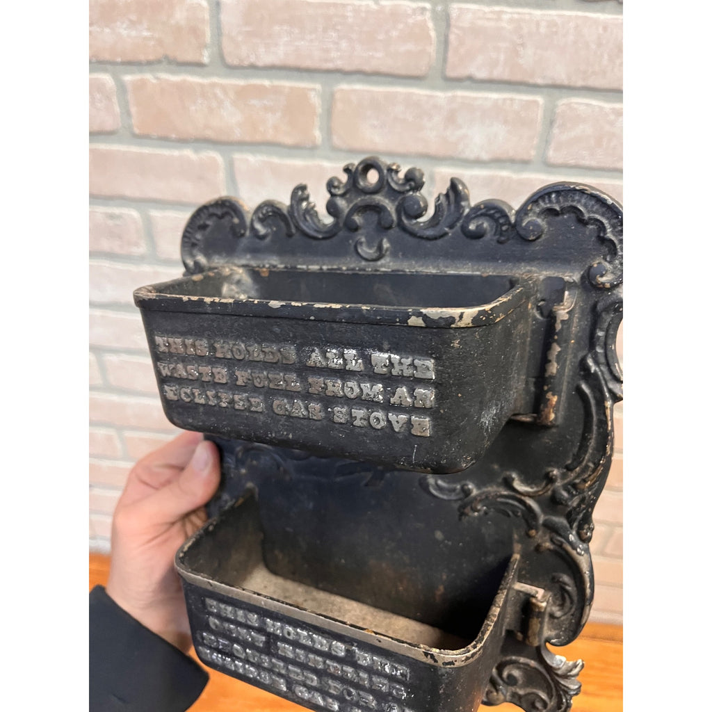 Antique Eclipse Stoves Cast Iron Advertising Wall Pocket Match Holder Striker