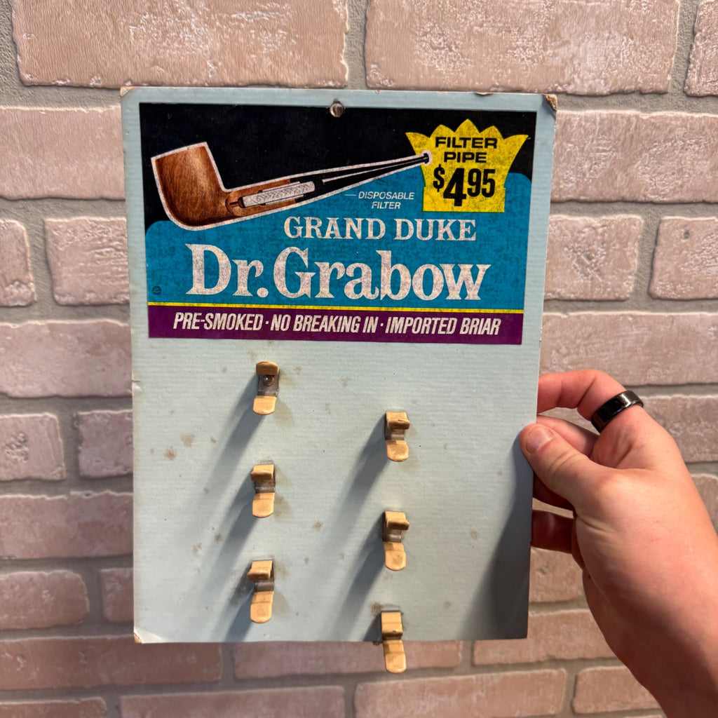 Dr Grabow Vintage Pipe Tobacco Smoking Display Stand Sign Retail Advertising.