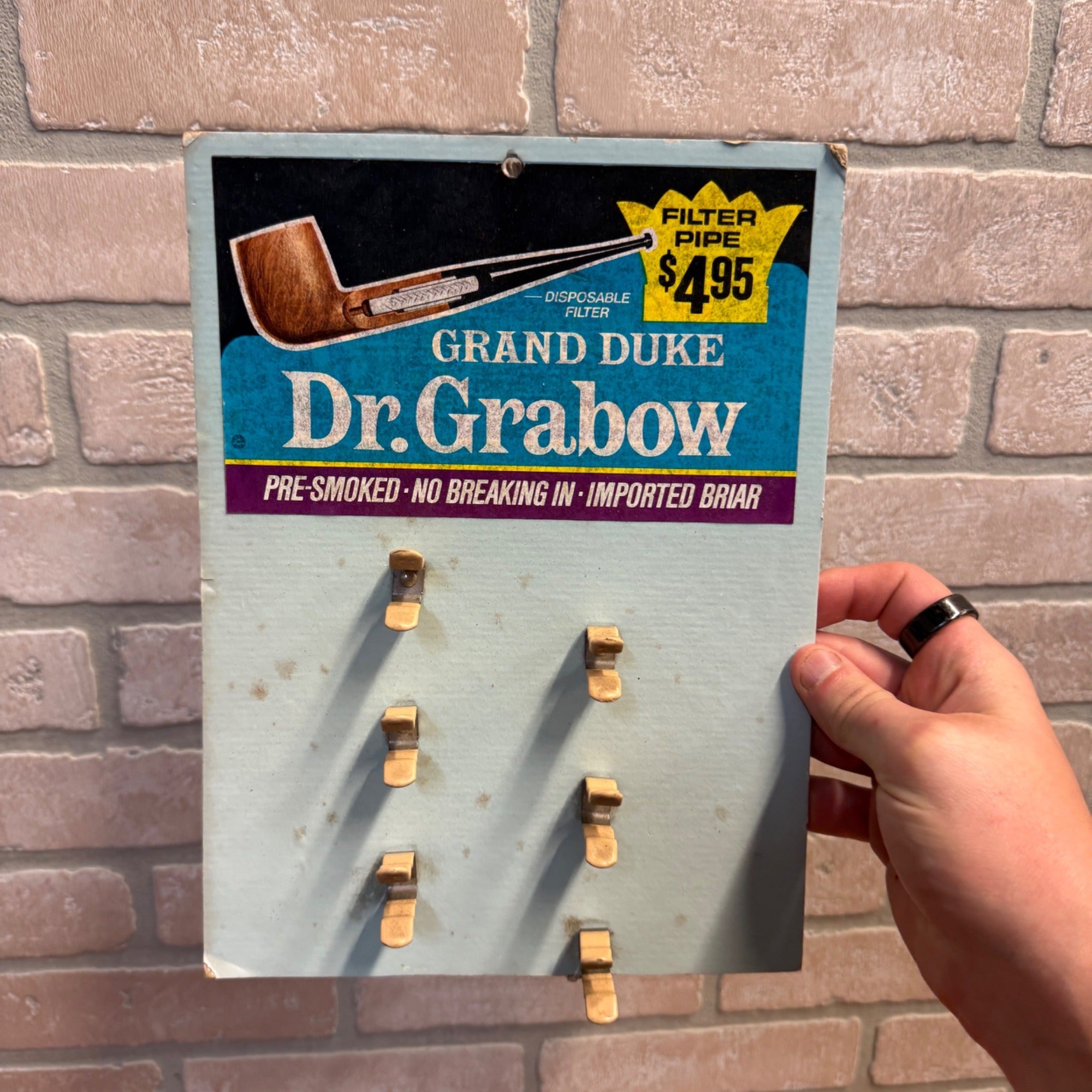 Dr Grabow Vintage Pipe Tobacco Smoking Display Stand Sign Retail Advertising.