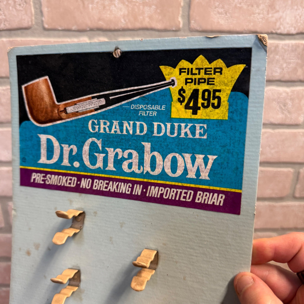 Dr Grabow Vintage Pipe Tobacco Smoking Display Stand Sign Retail Advertising.