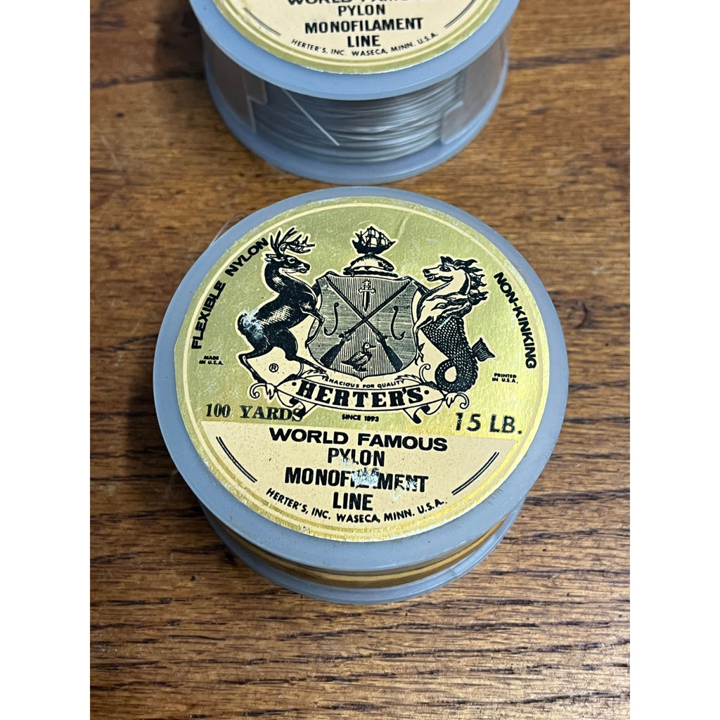 Vintage Herter's Pylon Monofilament Fishing Line Lot (2) 100 Yard Spools Plastic
