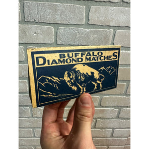 Vintage Buffalo Blue Diamond Wooden Farmer Stick Matches Empty Box