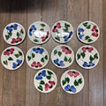 Vintage Blue Ridge Set of (10) Southern Blue & Red Flowers 6" Plates BRP167