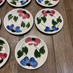 Vintage Blue Ridge Set of (10) Southern Blue & Red Flowers 6" Plates BRP167