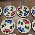 Vintage Blue Ridge Set of (10) Southern Blue & Red Flowers 6" Plates BRP167