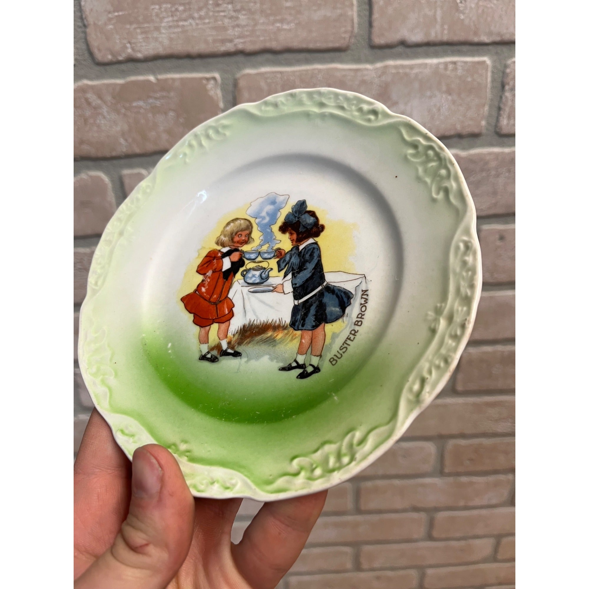 Vintage 1920s Buster Brown Shoes Porcelain Plate Advertising Promo Premium