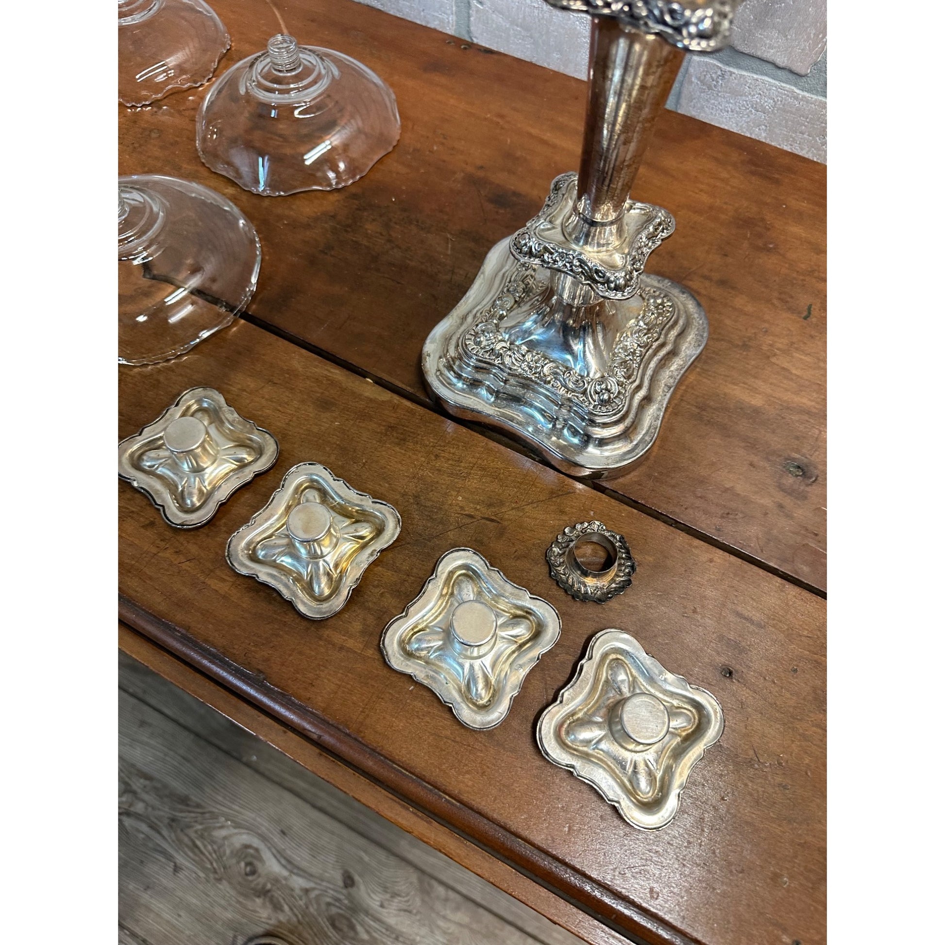 VINTAGE GSC 5 ARM GOLDFEDER SILVER PLATED CANDELABRA CANDLE HOLDER CANDLESTICKS