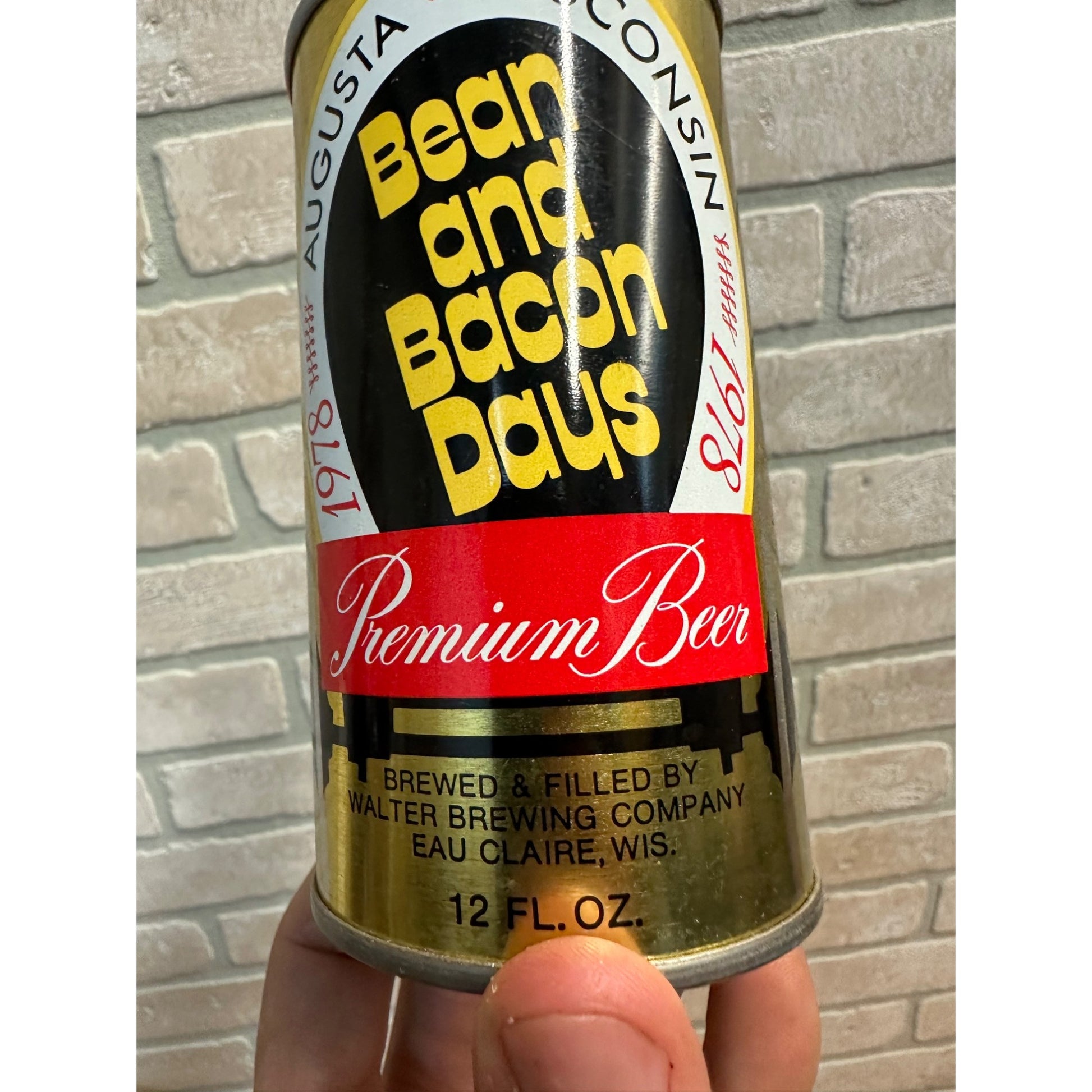 Vintage 1978 Augusta Wisconsin Bean & Bacon Days Beer Can Empty