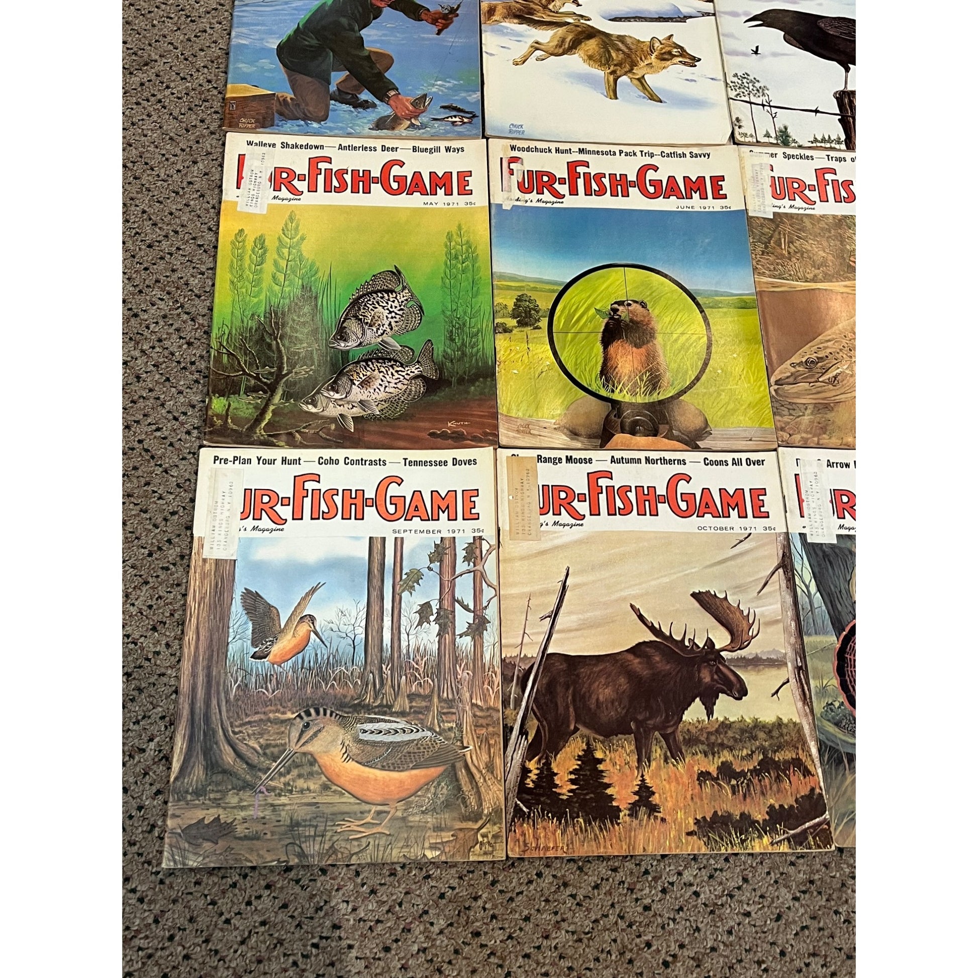 Vintage 1971 Fur, Fish, & Game Full Year Hunting Fishing Outdoorsman Magazines