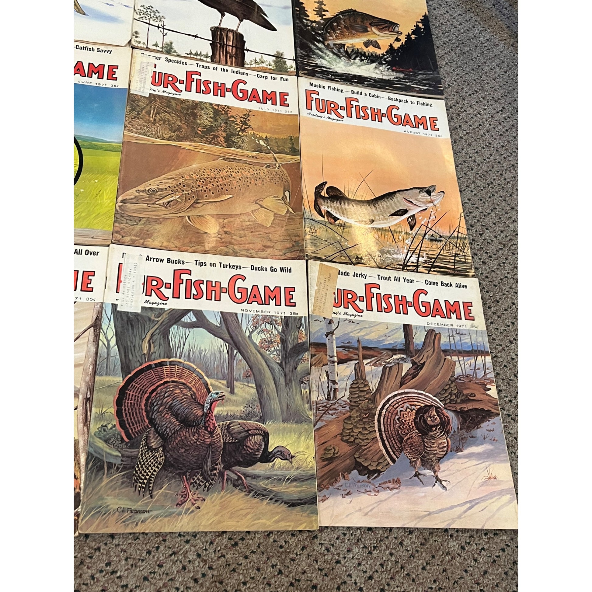 Vintage 1971 Fur, Fish, & Game Full Year Hunting Fishing Outdoorsman Magazines