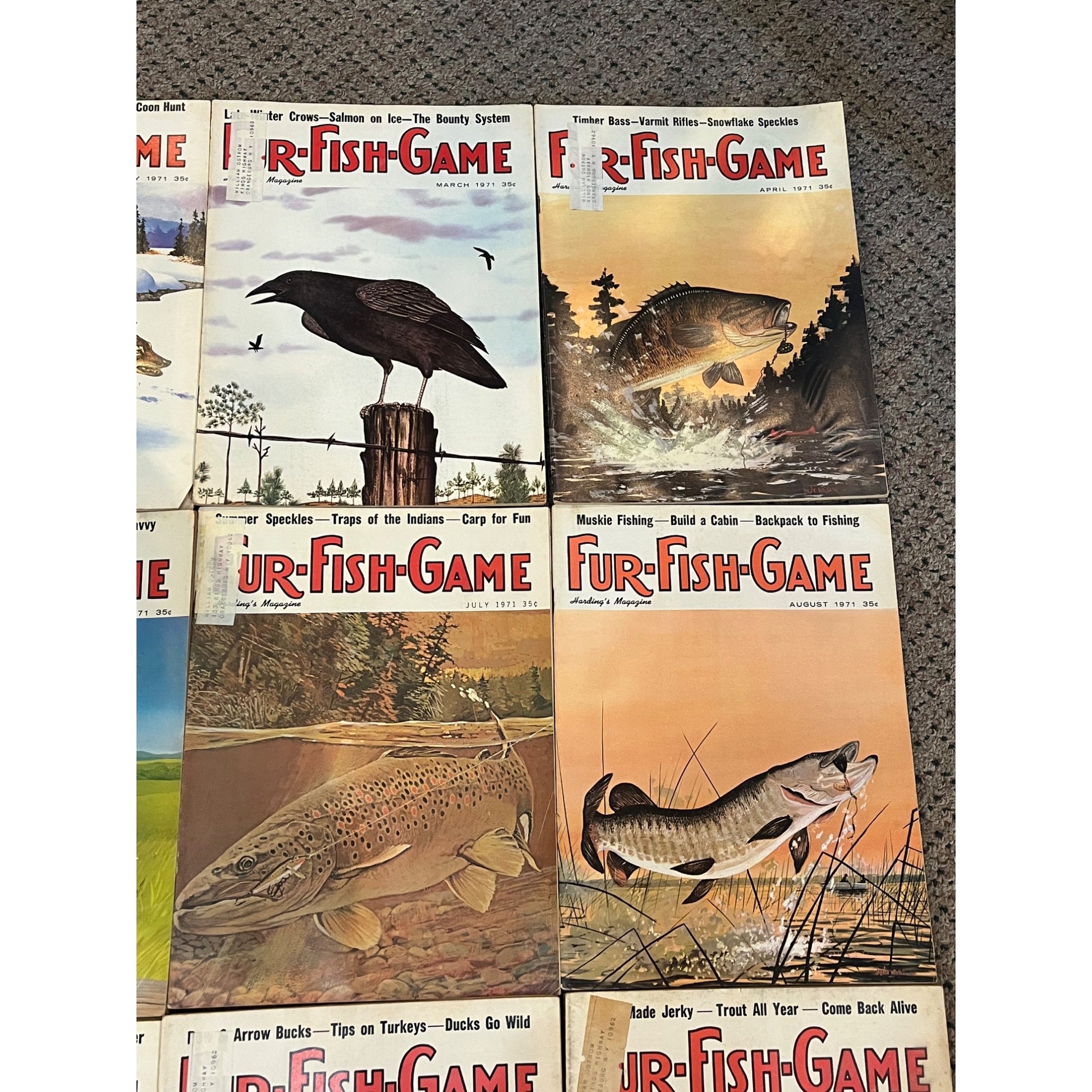 Vintage 1971 Fur, Fish, & Game Full Year Hunting Fishing Outdoorsman Magazines