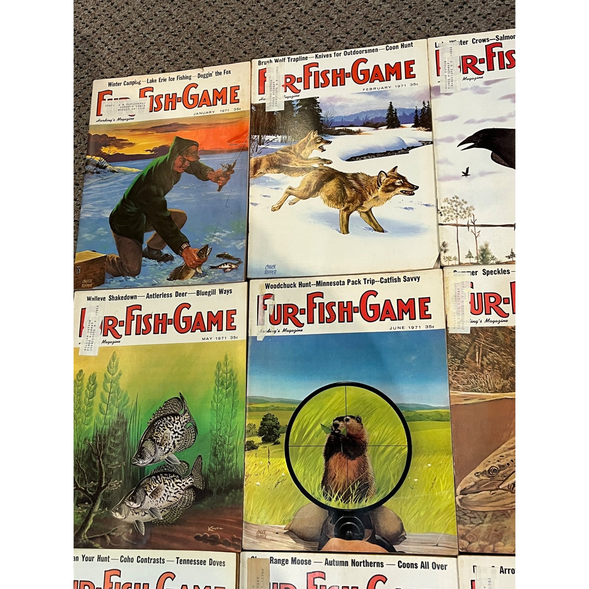 Vintage 1971 Fur, Fish, & Game Full Year Hunting Fishing Outdoorsman Magazines