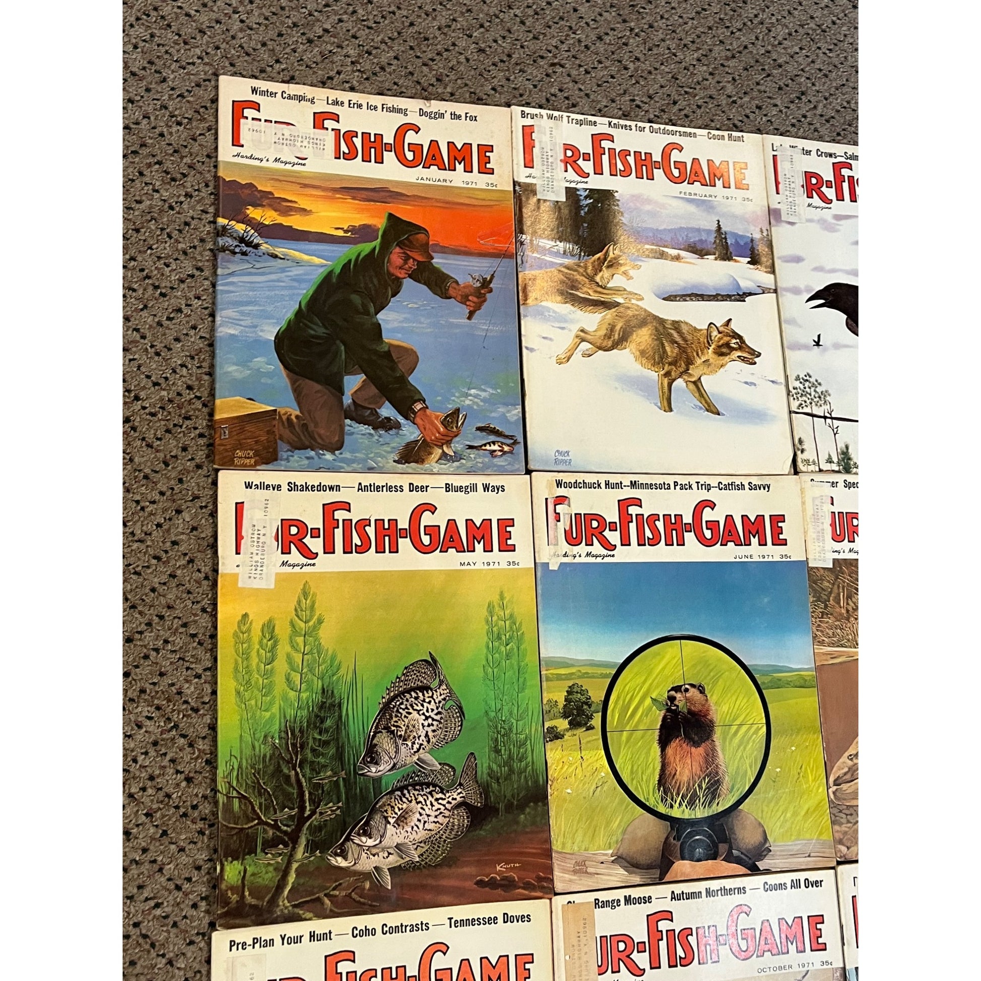 Vintage 1971 Fur, Fish, & Game Full Year Hunting Fishing Outdoorsman Magazines