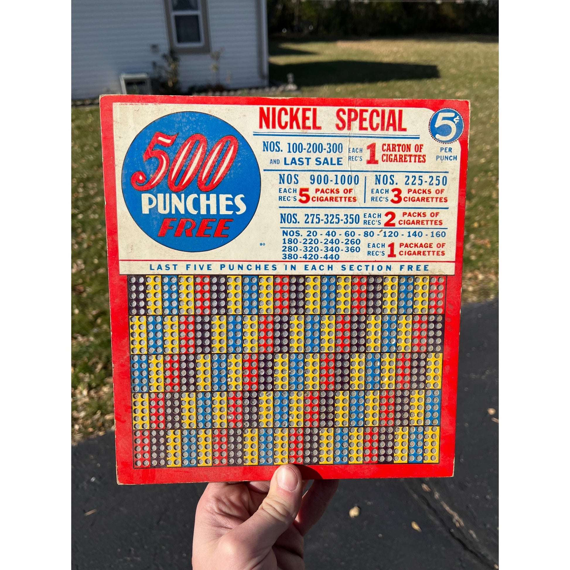 vintage 1940s Nickel Special 500 Punch Trade Simulator Cigarettes Unused