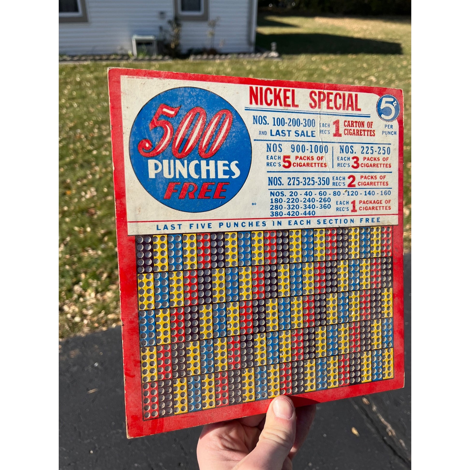 vintage 1940s Nickel Special 500 Punch Trade Simulator Cigarettes Unused