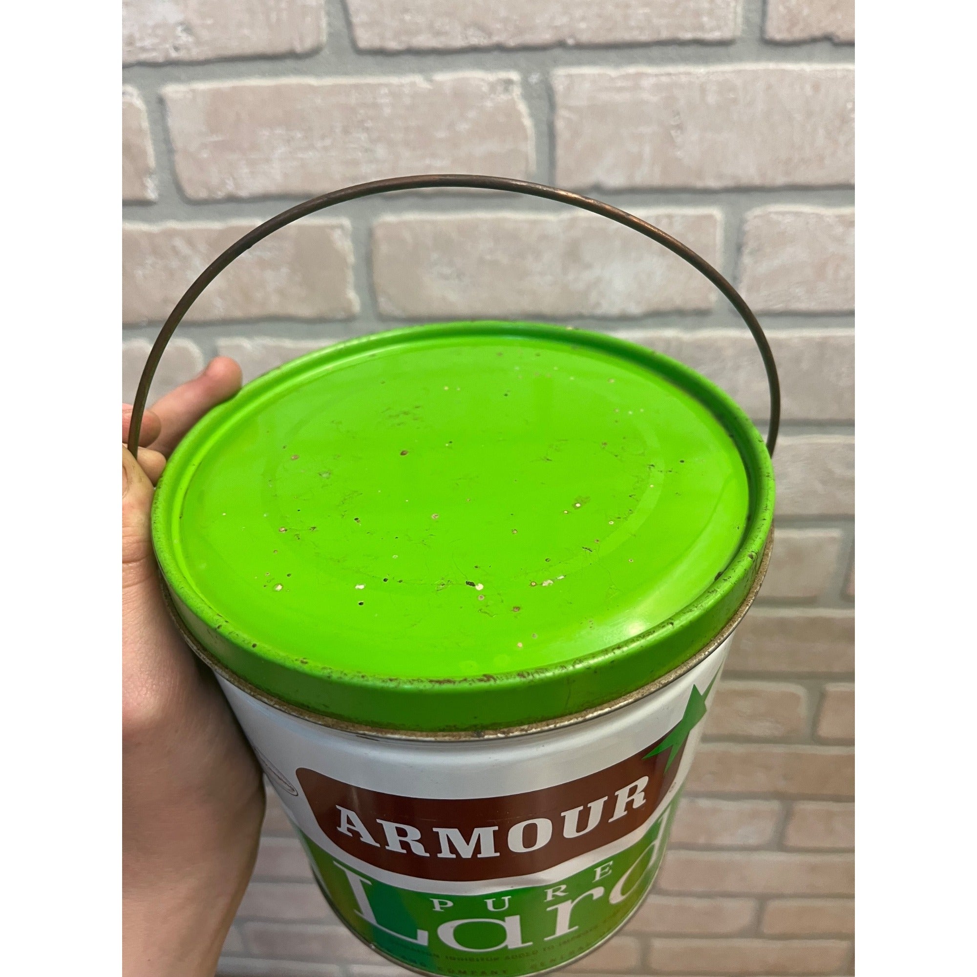 Vintage Armour Pure Lard Tin Lidded Pail / Advertising / Chicago / USA