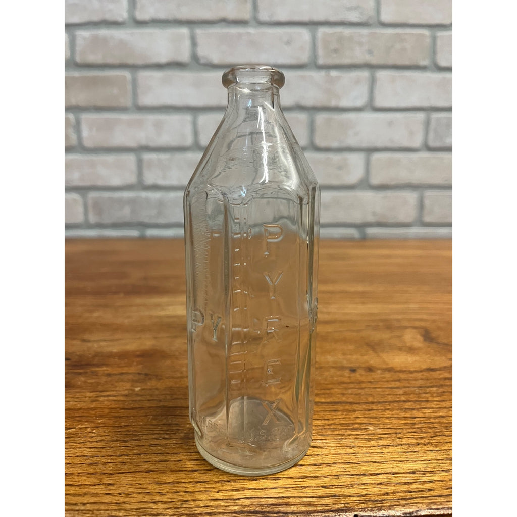 Vintage 1950s Pyrex Glass Baby Bottle 8oz Hexagonal Nursing Bottle Embossed