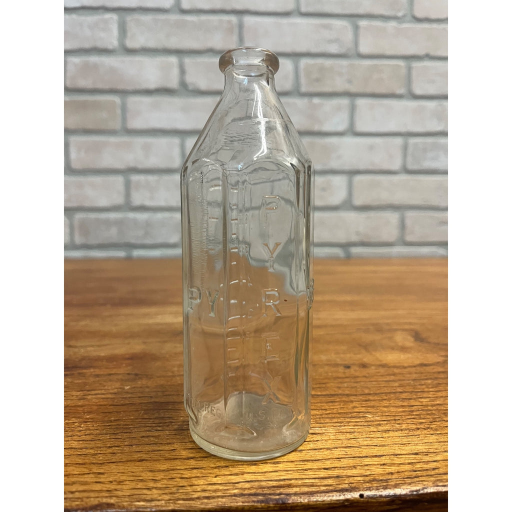 Vintage 1950s Pyrex Glass Baby Bottle 8oz Hexagonal Nursing Bottle Embossed