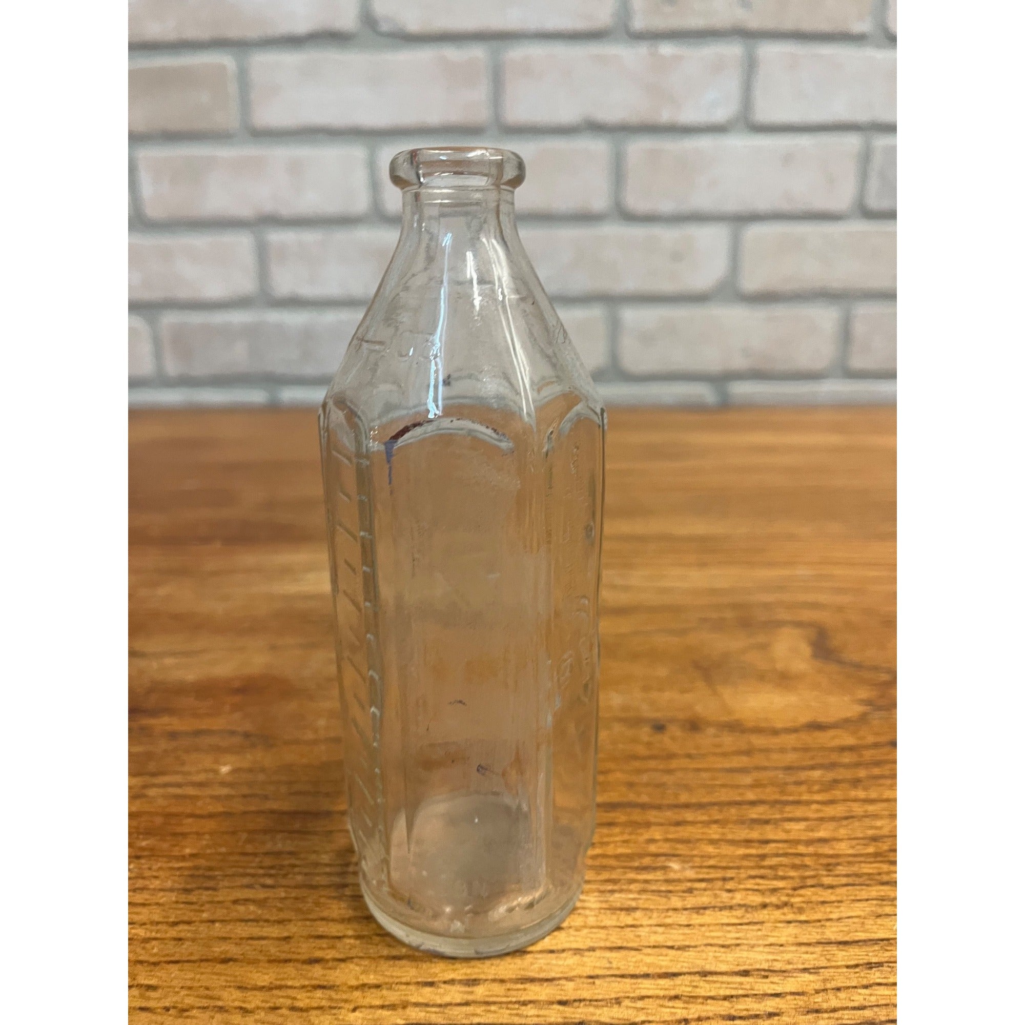 Vintage 1950s Pyrex Glass Baby Bottle 8oz Hexagonal Nursing Bottle Embossed
