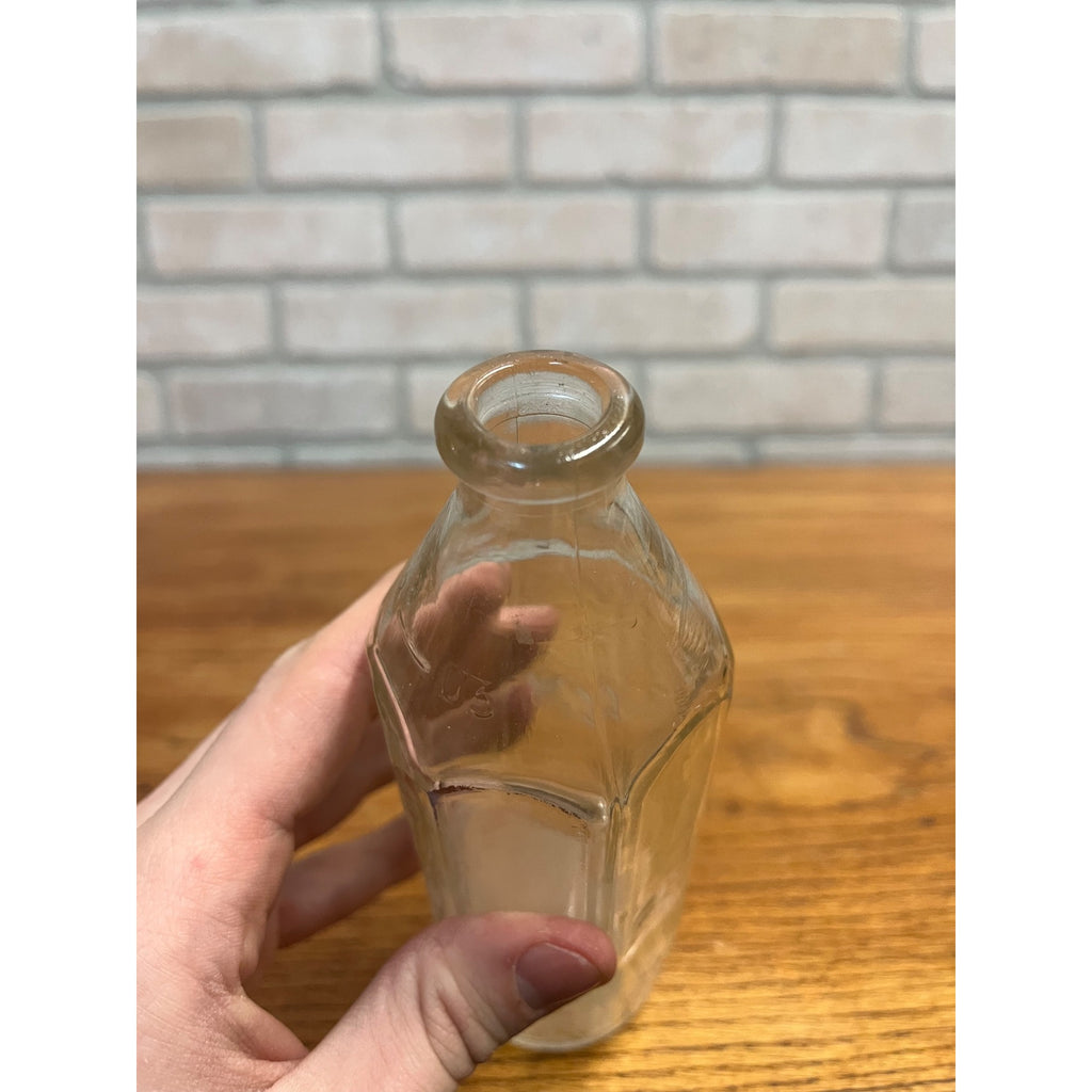 Vintage 1950s Pyrex Glass Baby Bottle 8oz Hexagonal Nursing Bottle Embossed