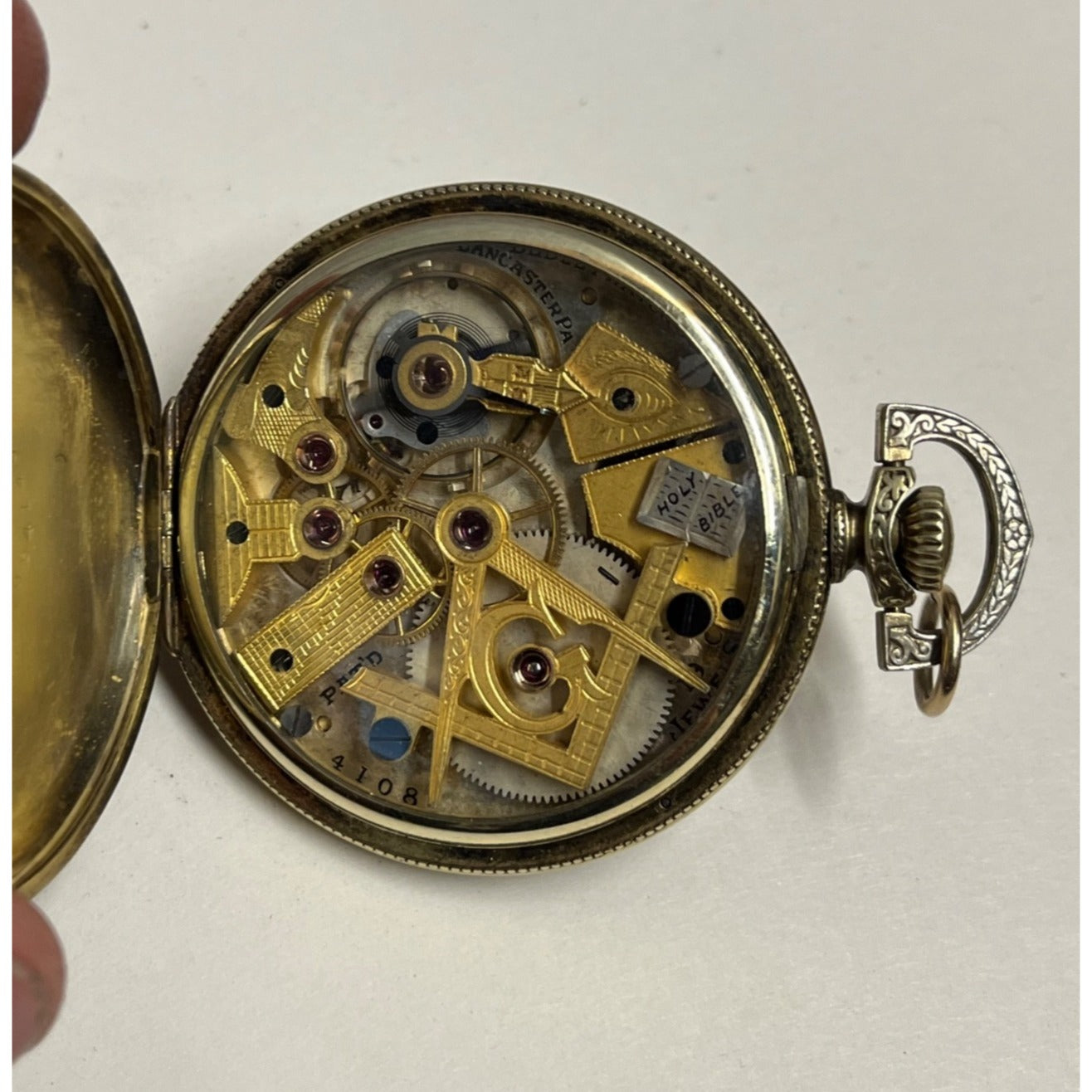 RARE Vintage Dudley Masonic Pocket Watch Size 12 19 Jewel Model 2 14KGF