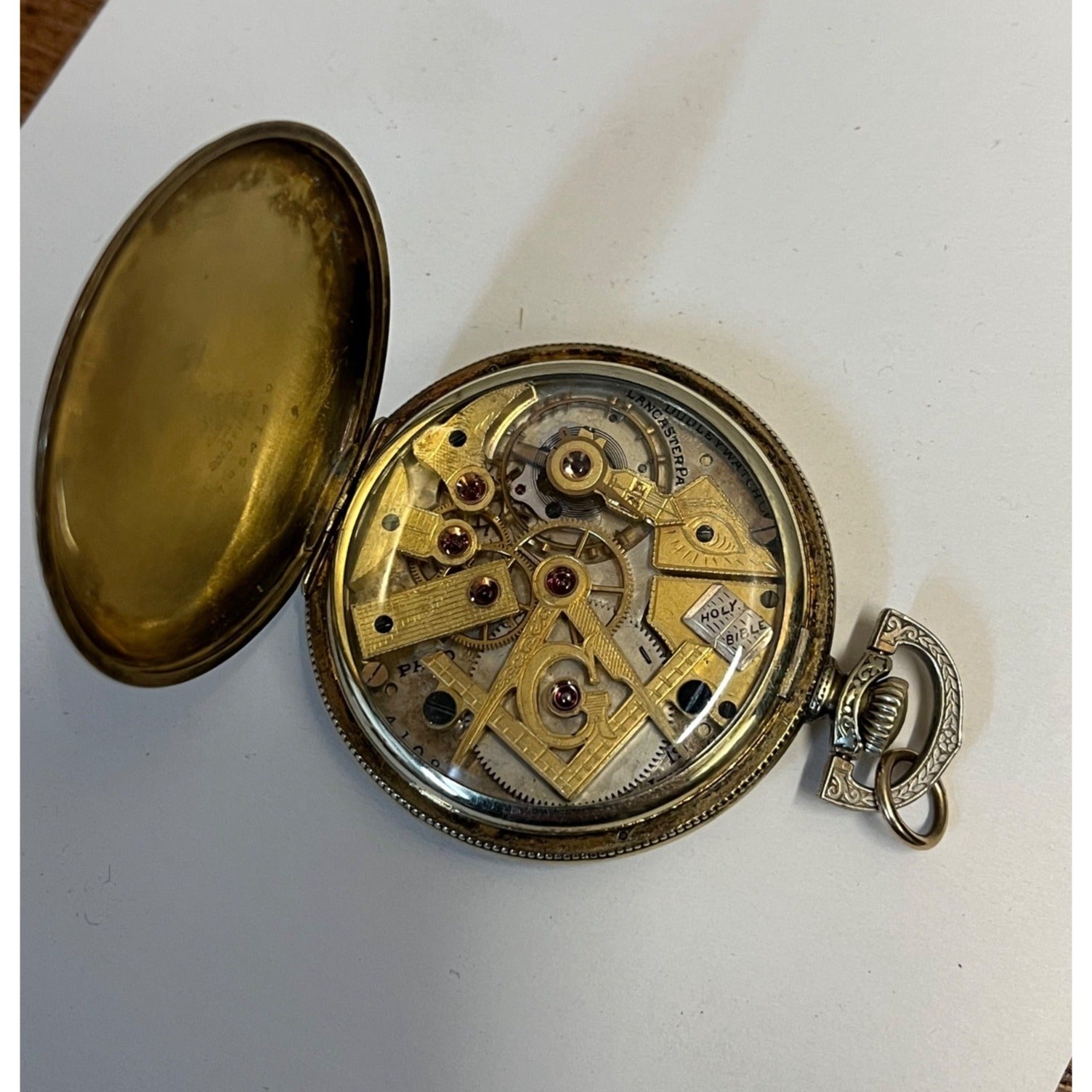 RARE Vintage Dudley Masonic Pocket Watch Size 12 19 Jewel Model 2 14KGF