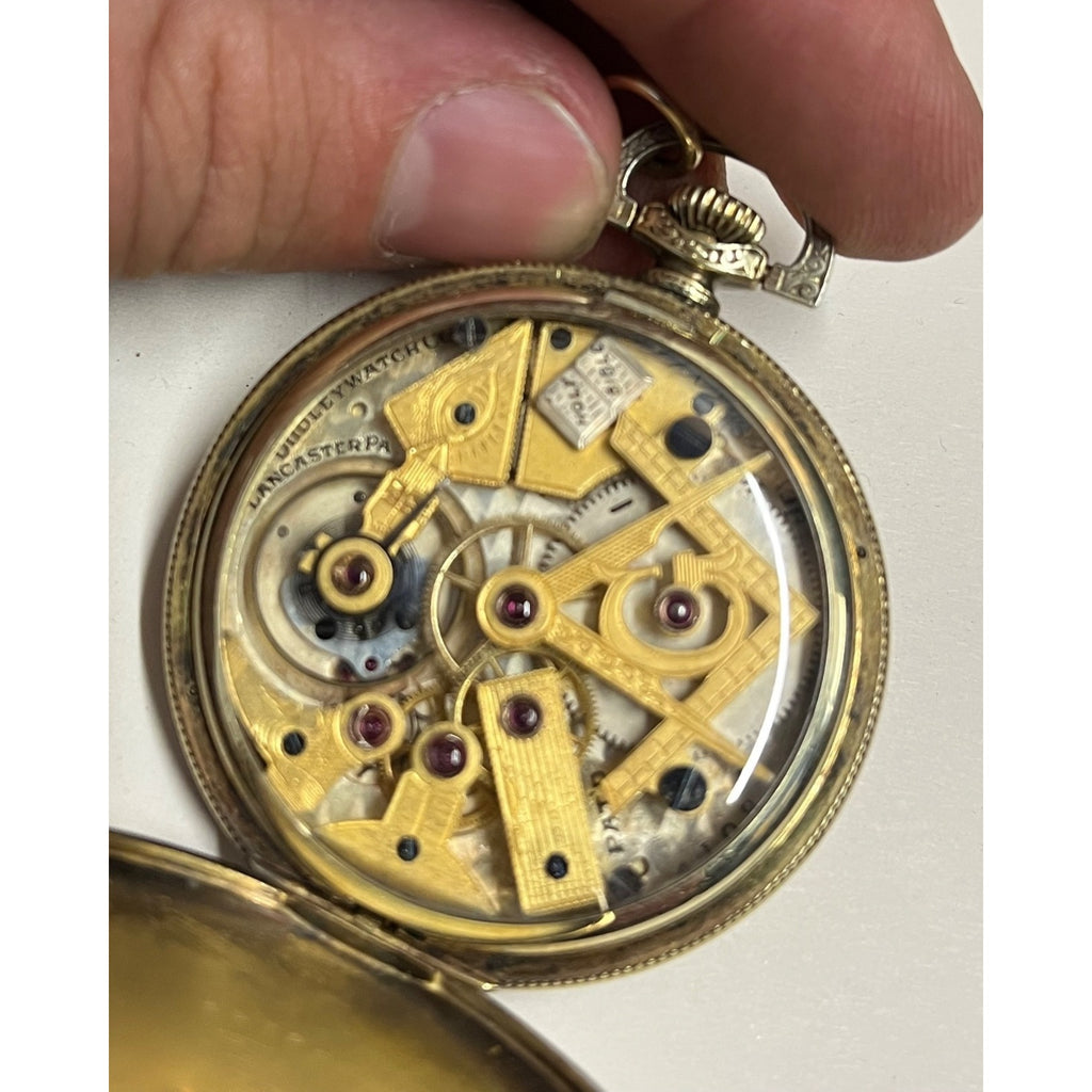 RARE Vintage Dudley Masonic Pocket Watch Size 12 19 Jewel Model 2 14KGF
