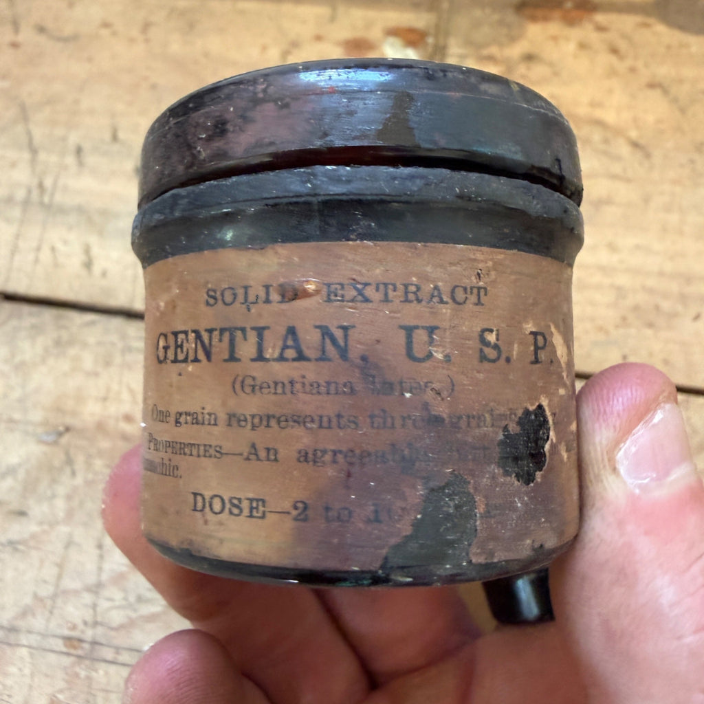 Antique Gentian Eli Lilly Extract Pharmaceutical Druggist Glass Jar w Label