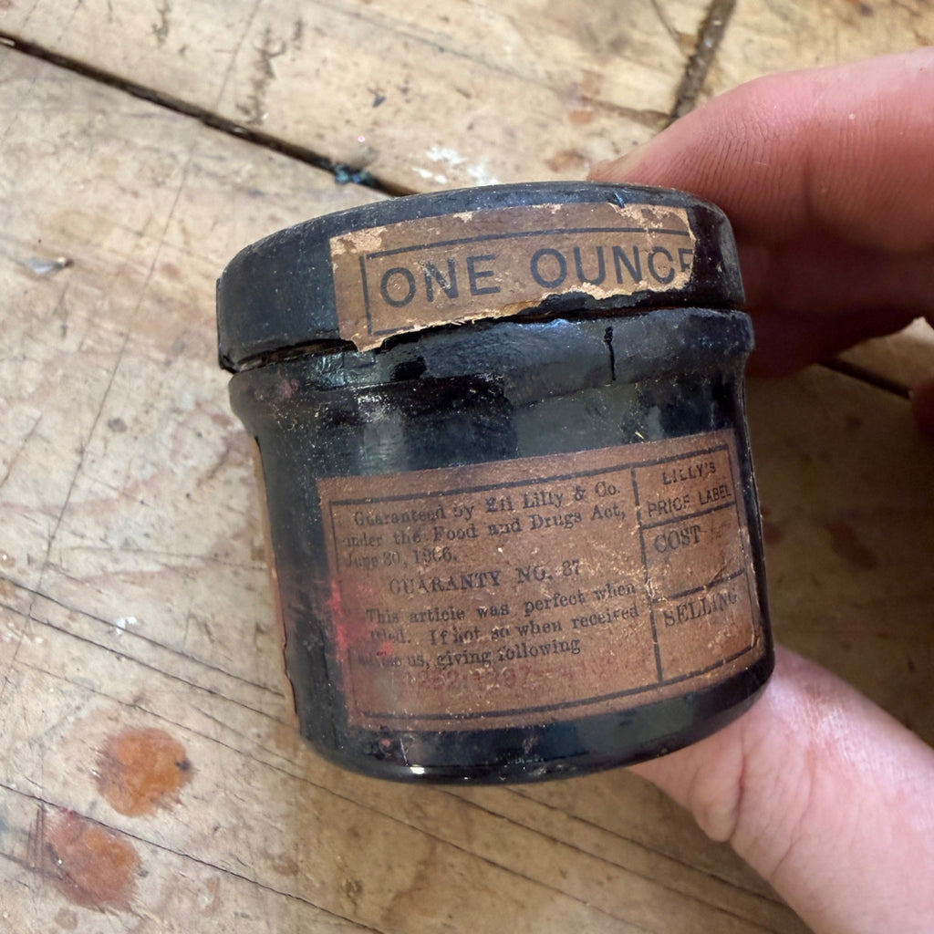 Antique Gentian Eli Lilly Extract Pharmaceutical Druggist Glass Jar w Label
