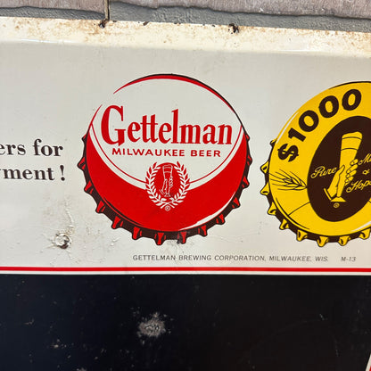 Vintage 1950s Gettelman Milwaukee Beer Advertising Sign Menu Board Wis