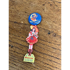 Original 1940s Miller High Life Beer Girl on Moon Celluloid Pin w/ Hanger