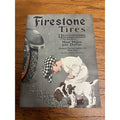 Vintage 1920s Firestone Tires Advertisement Sign Magazine Ad Dog & Boy Small Child